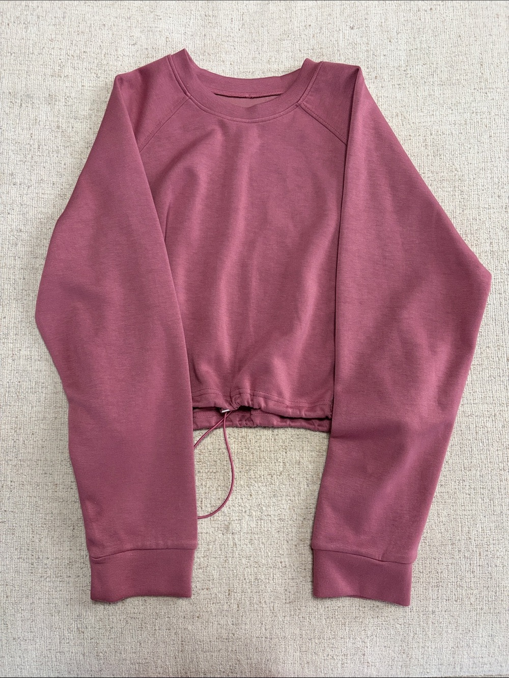 Crewneck Drawstring Hem Sweater - Dusty Rose